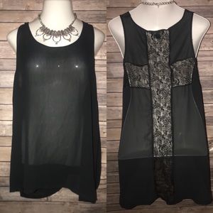 NWOT. High-Low Black Sheer Lace Tank top